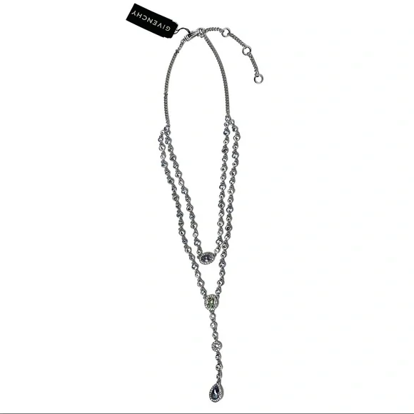 Givenchy | NWT Double Layered Crystal Rhodium Pave Y-Necklace - Picture 14 of 15